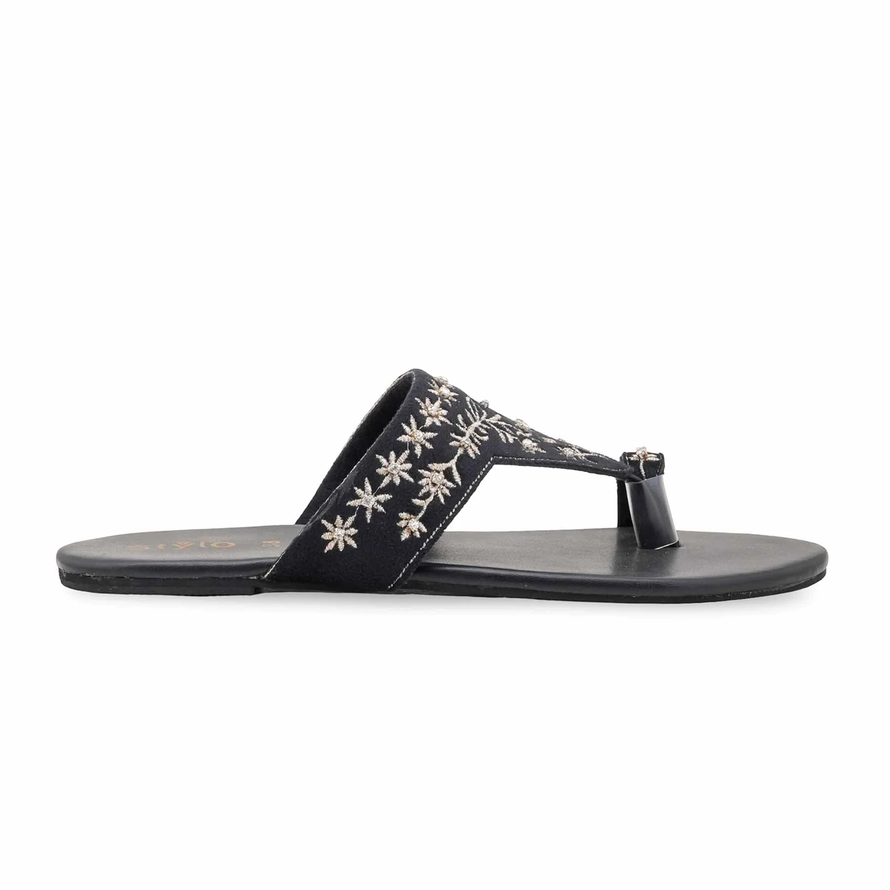 Black Ethnic Chappal For Ladies EC0238 - Image 2