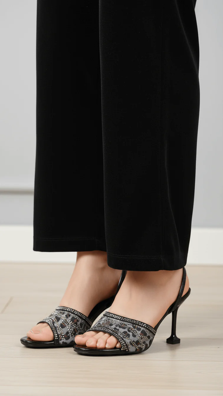 Black Fancy Sandal For Ladies FN6237