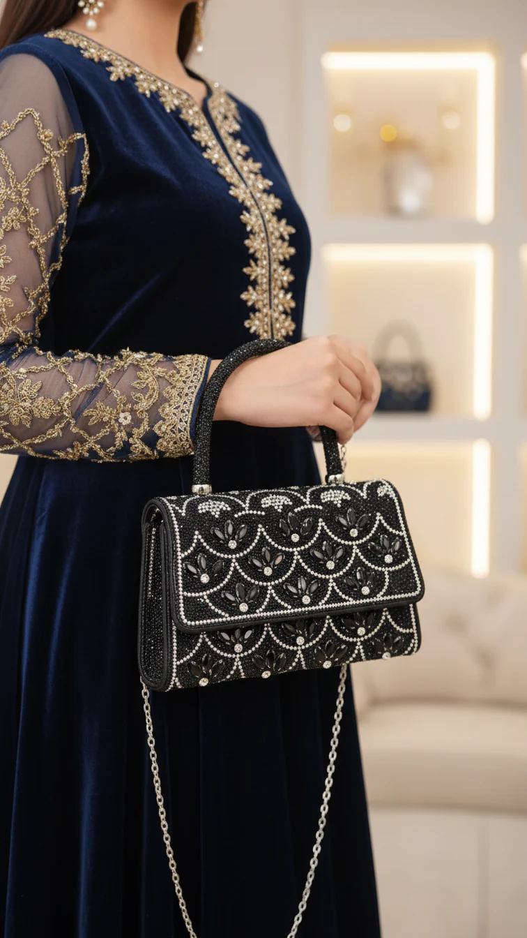 Black Fancy Shoulder Bag P24334