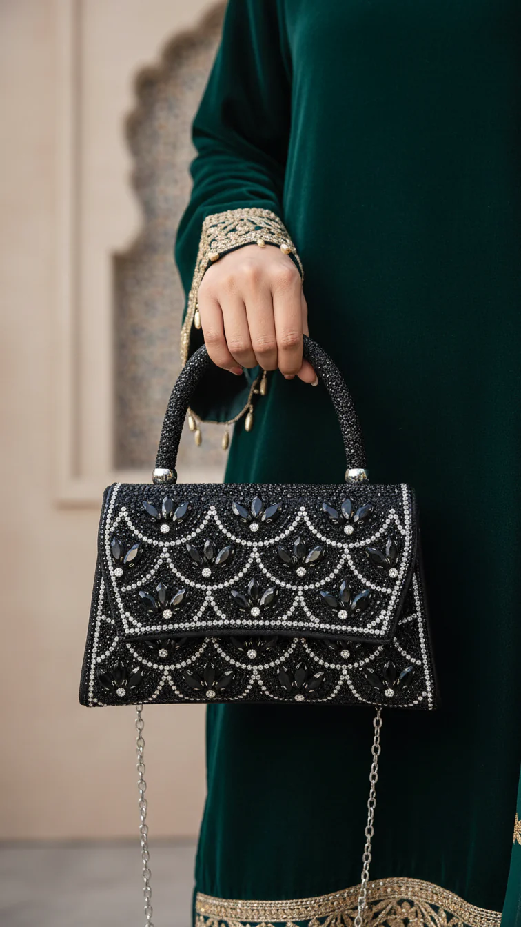 Black Fancy Shoulder Bag P24335