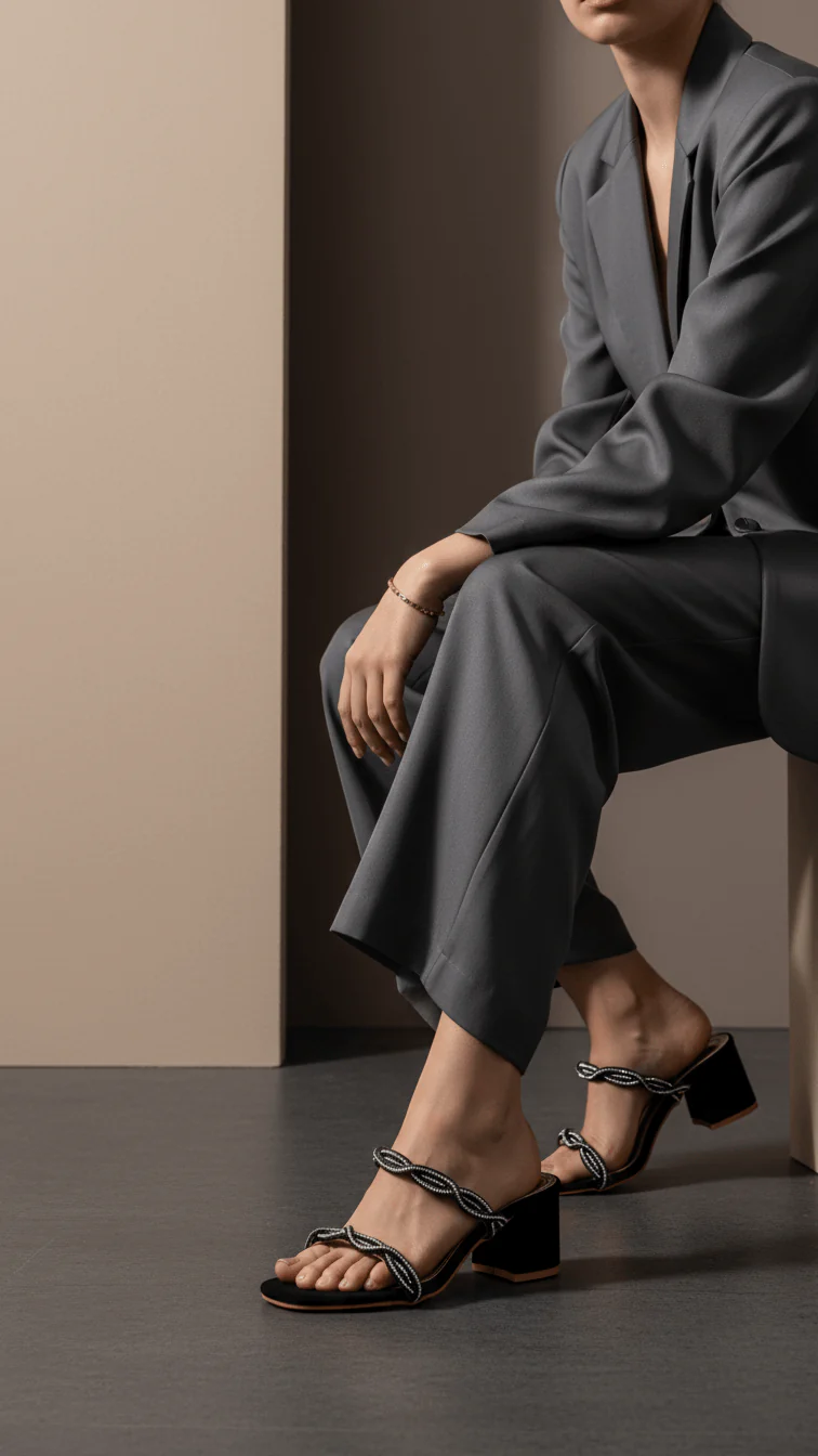 Black Fancy Slipper For Women FN7977