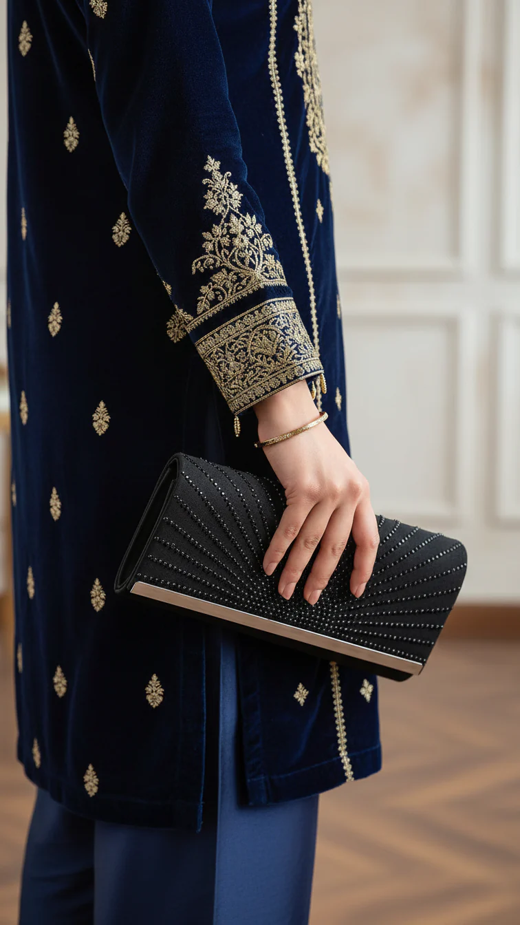 Black Formal Clutch For Women P24408