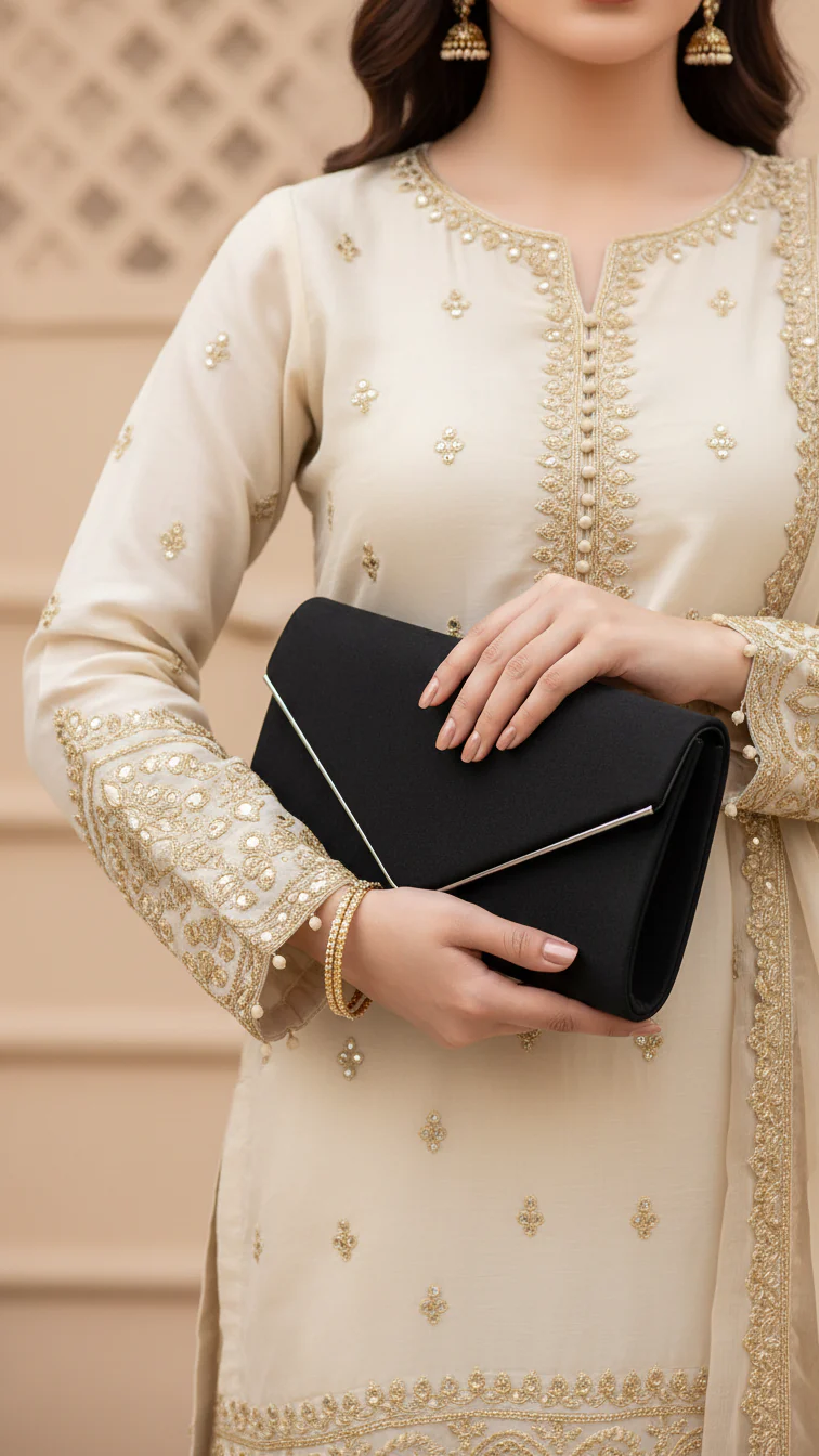 Black Formal Clutch For Women P24411