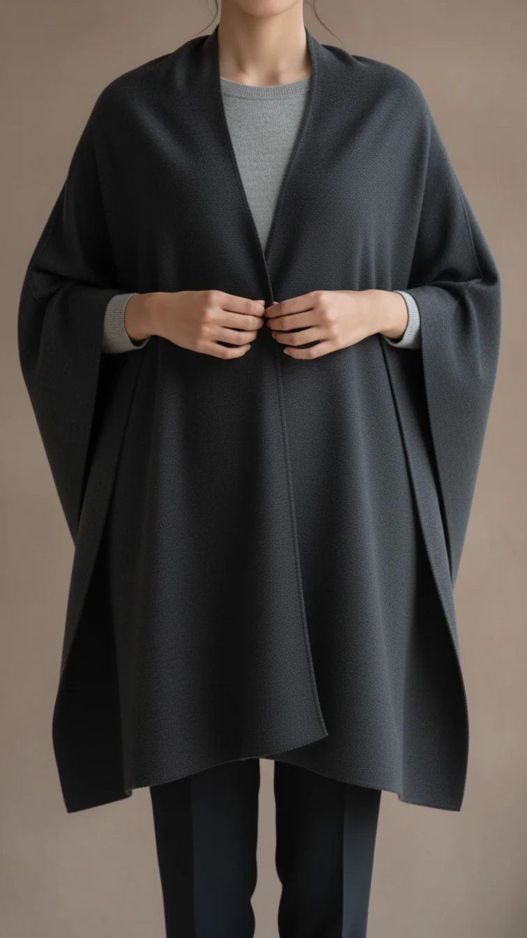 Black Winter Cape Shawl PW5611