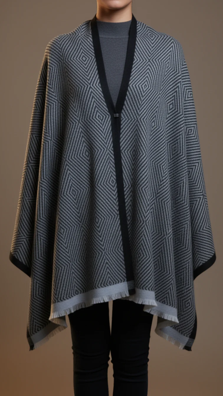 Black Winter Cape Shawl PW5905