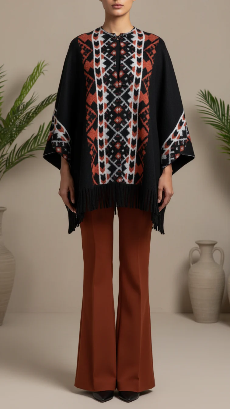 Black Winter Cape shawl PW5921