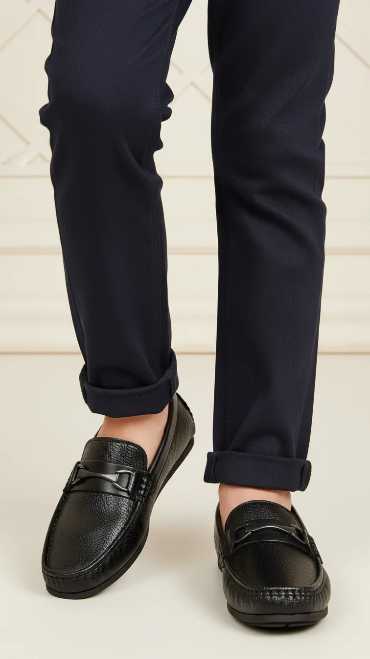 Boys Black Formal Moccasin KD2193