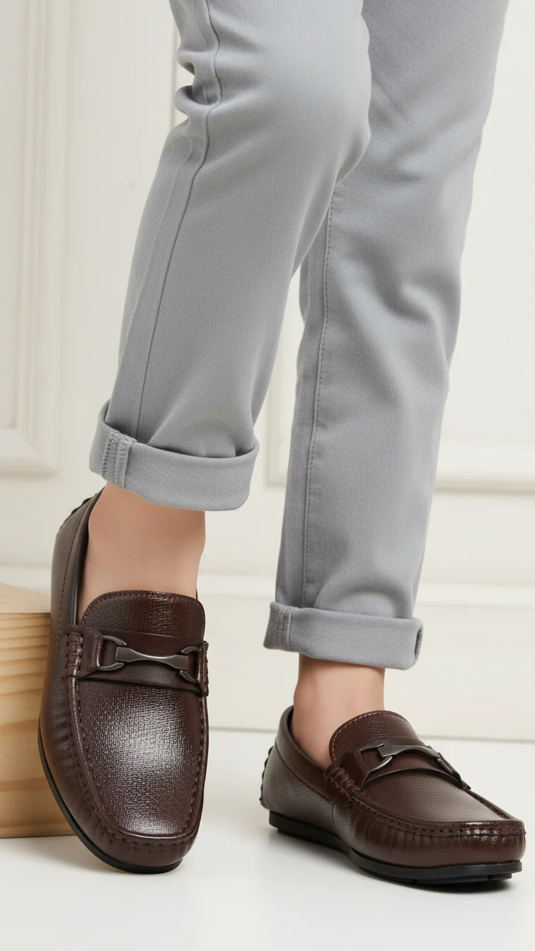 Boys Brown Formal Moccasin KD2193