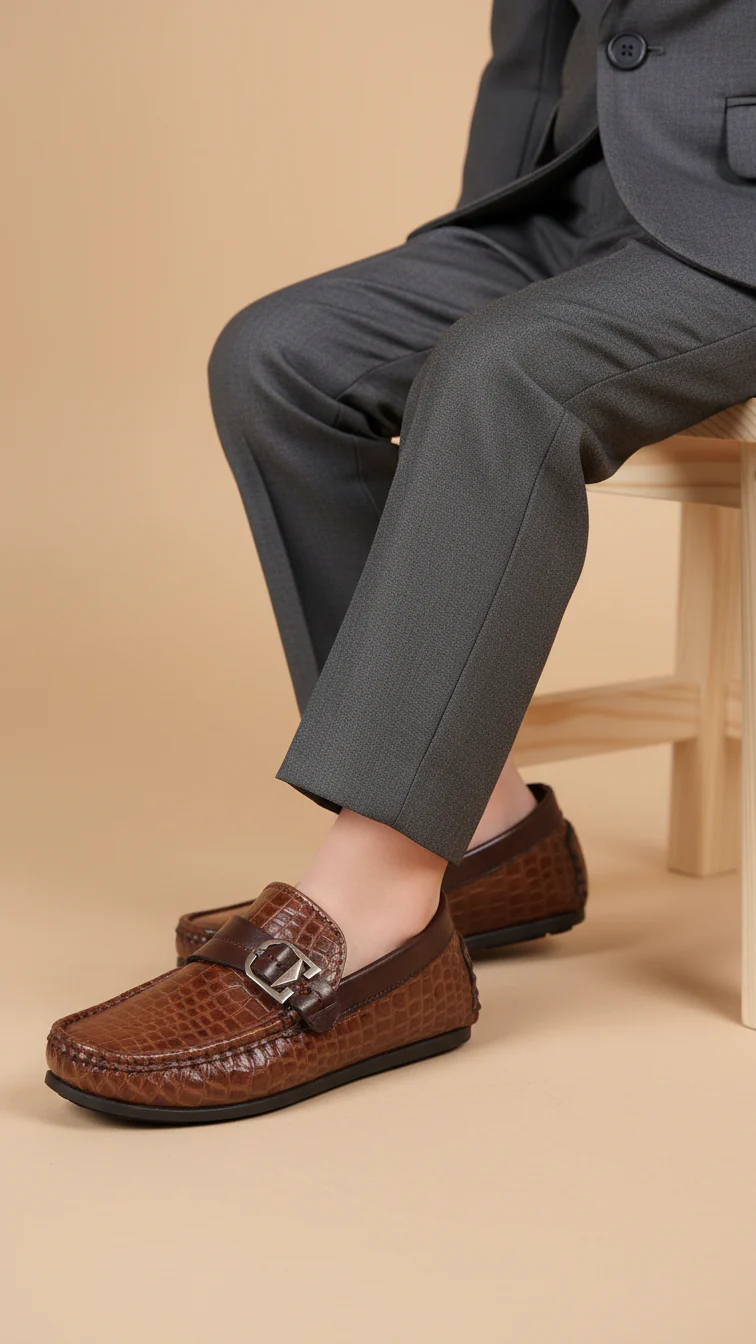 Boys Brown Formal Moccasin KD2195