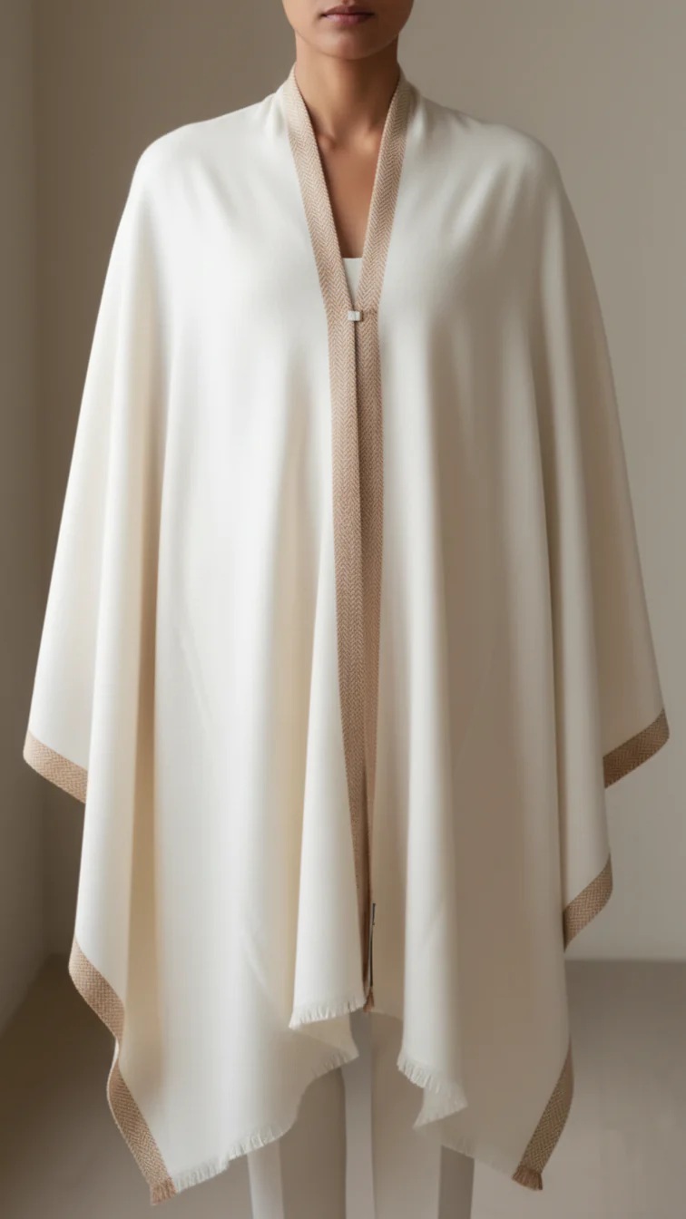 Cream Winter Cape Shawl PW5908
