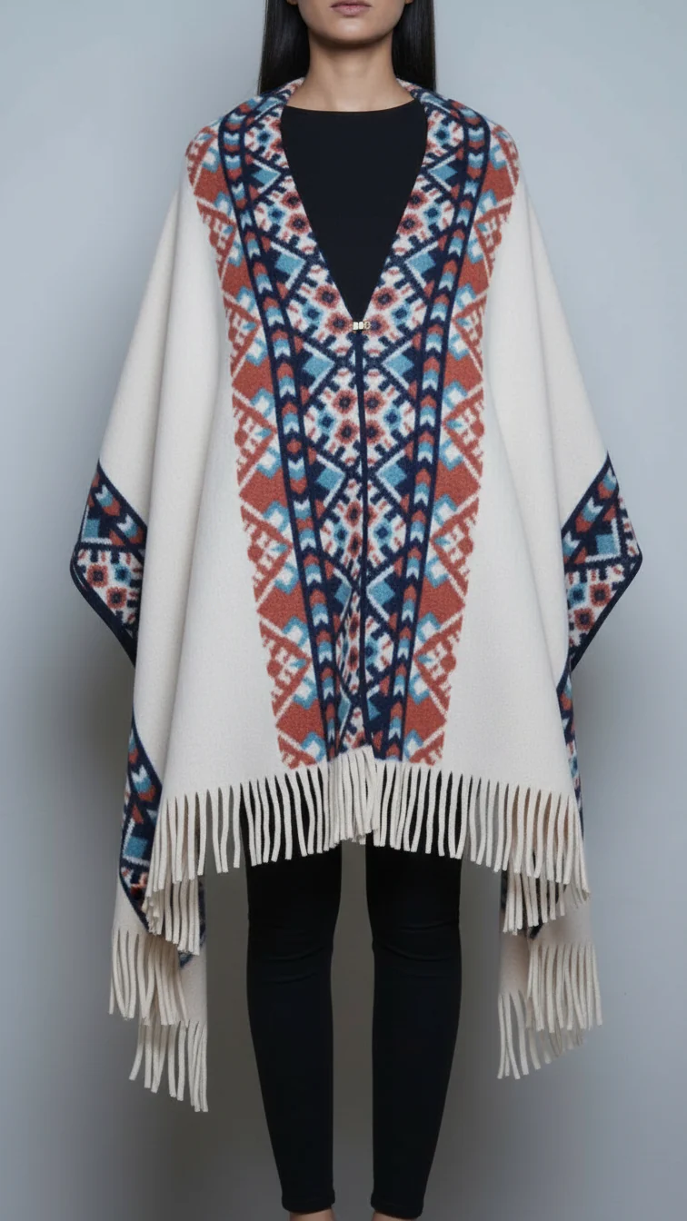 Cream Winter Cape shawl PW5921
