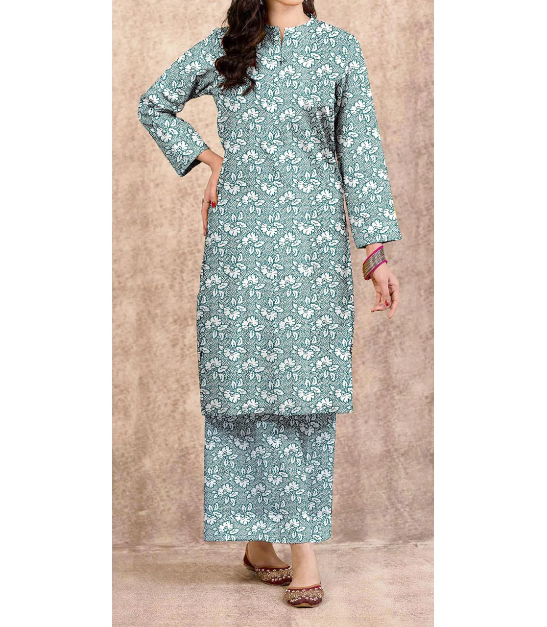 2PC- Unstitched Digital Printed Cambric Suit PS9480