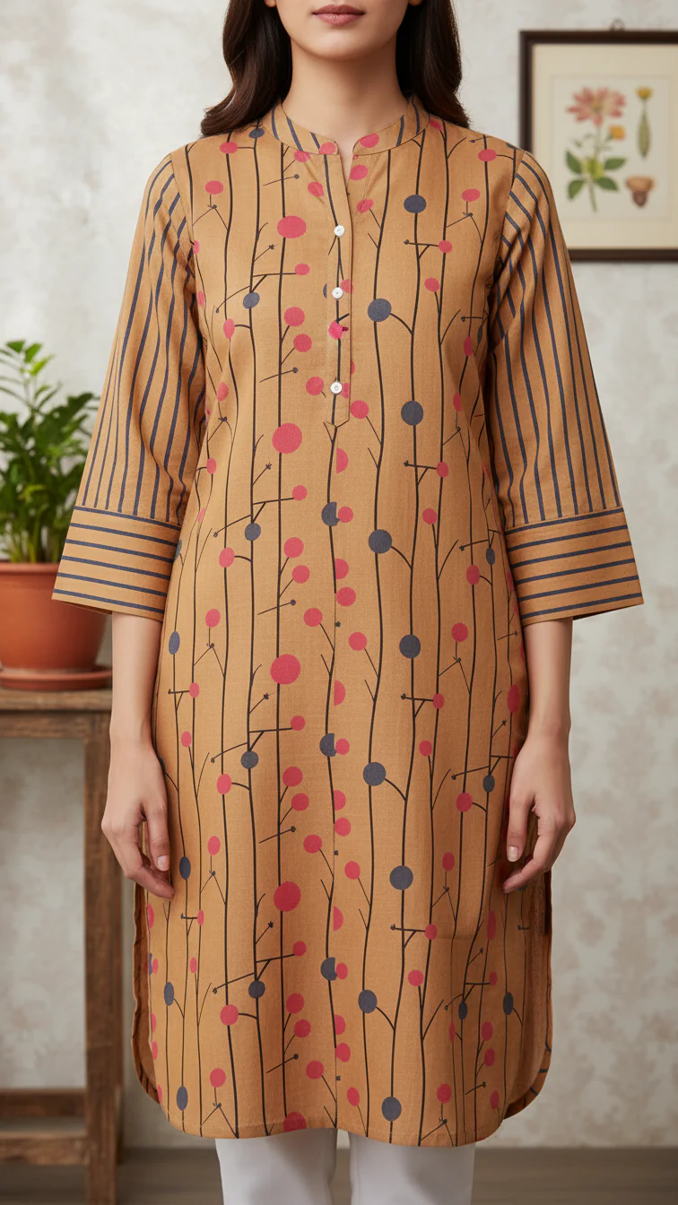 Digital Printed Slub Khaddar Shirt PW5333