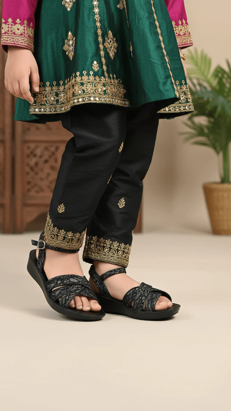 Girls Black Casual Sandal KD9843 - Image 2