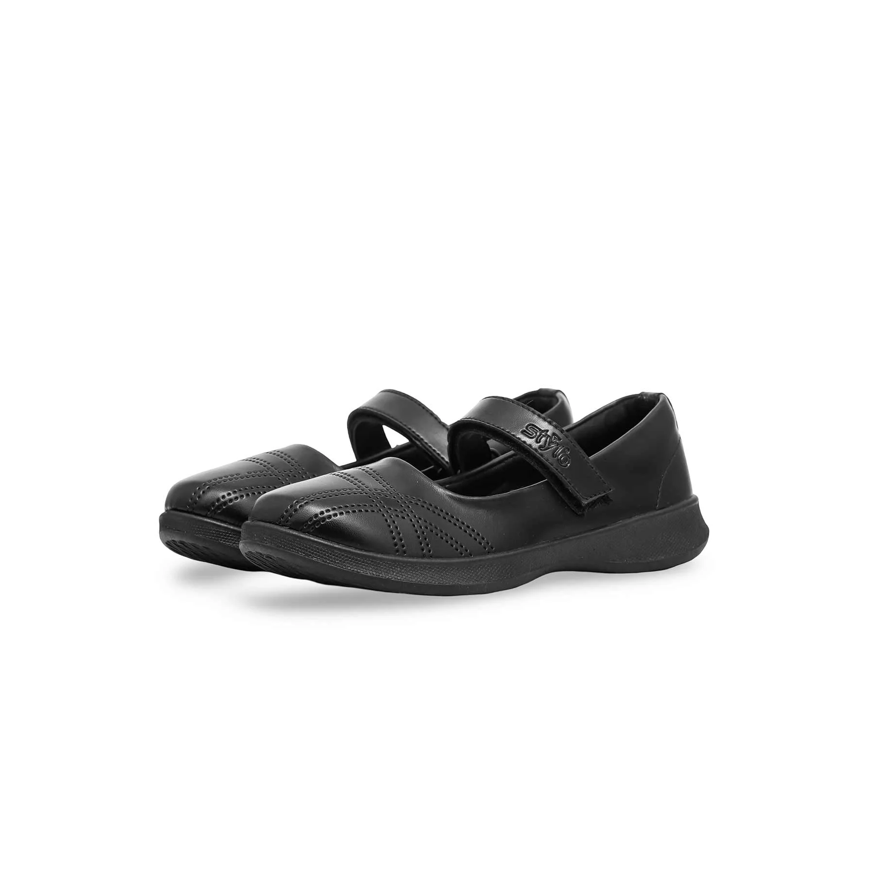 Girls Black Velcro Strap School Shoes SK0056 - Image 2