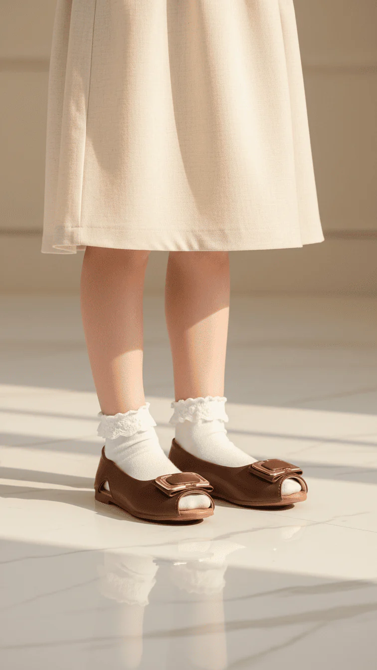 Girls Brown Formal Pumps KD2539