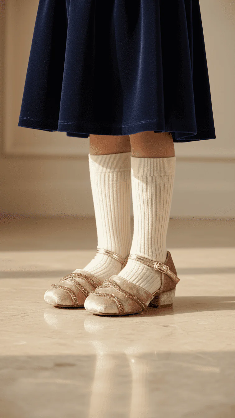 Girls Golden Fancy Pumps KD2482