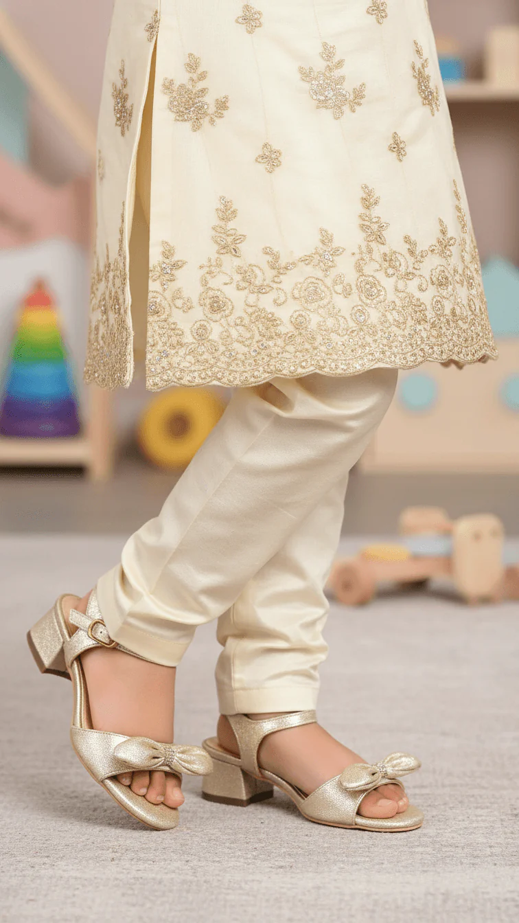 Girls Golden Formal Sandal KD5677