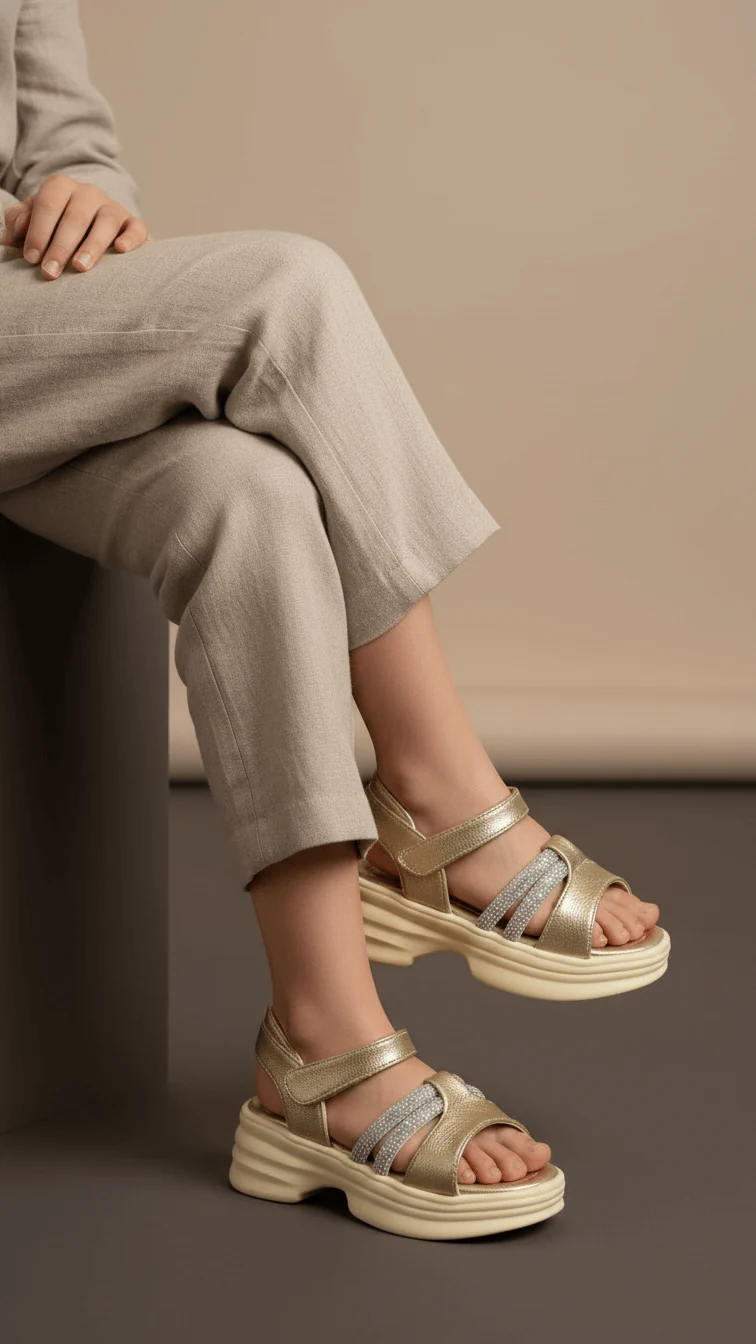 Girls Golden Formal Sandal KD9902