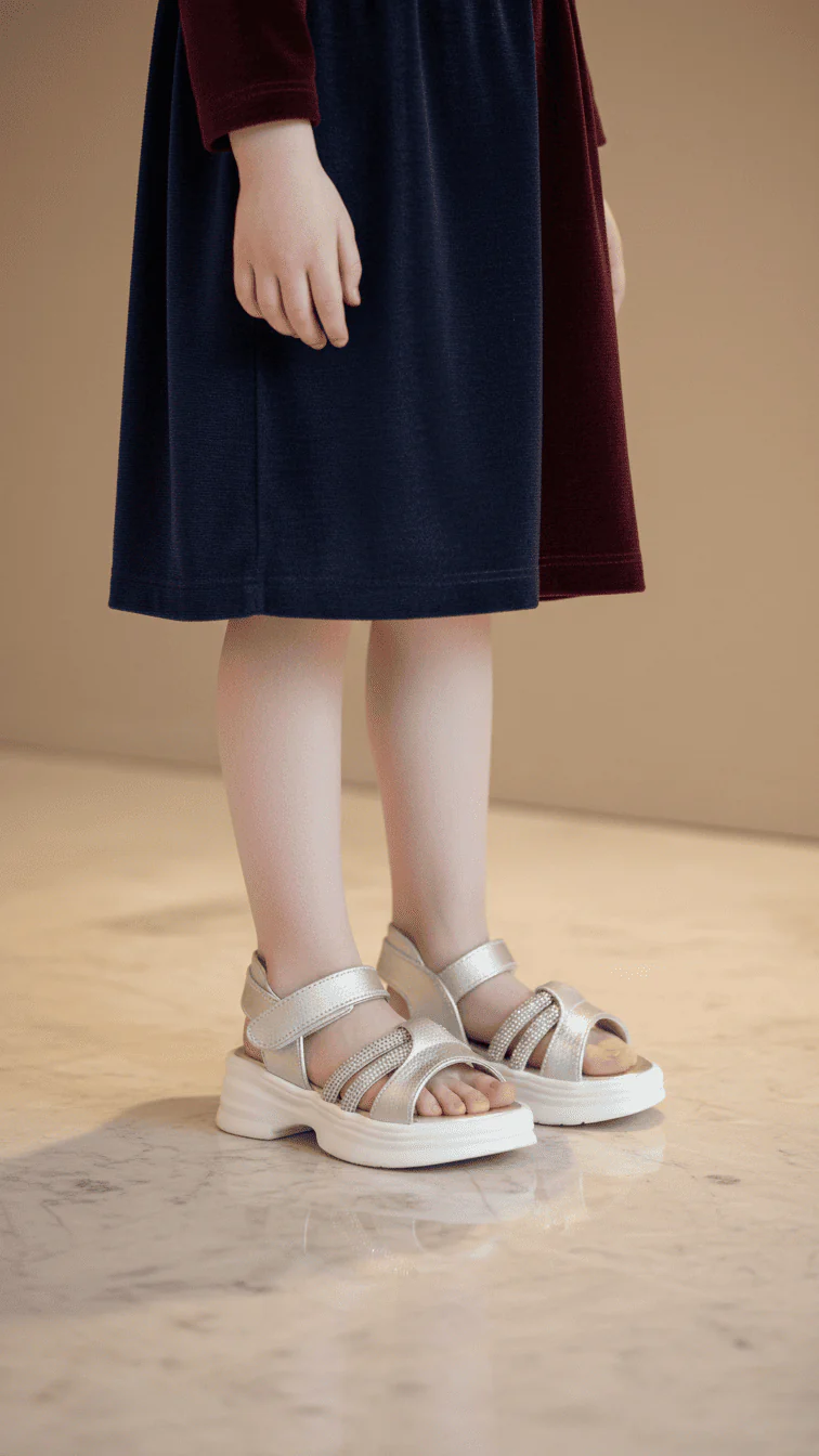 Girls Silver Formal Sandal KD9902