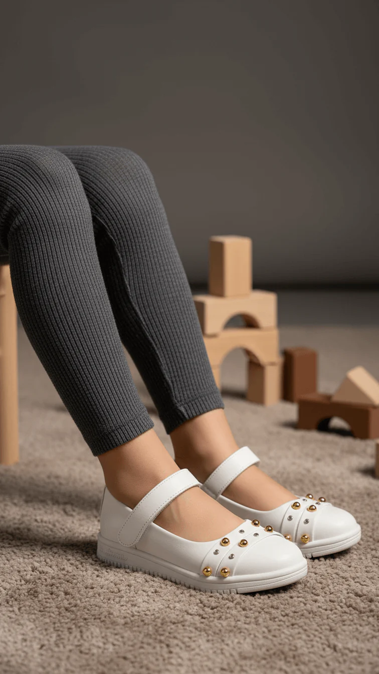 Girls White Formal Pumps KD2585