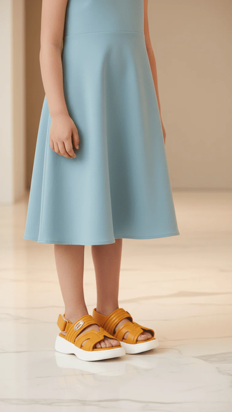 Girls Yellow Formal Sandal KD9932