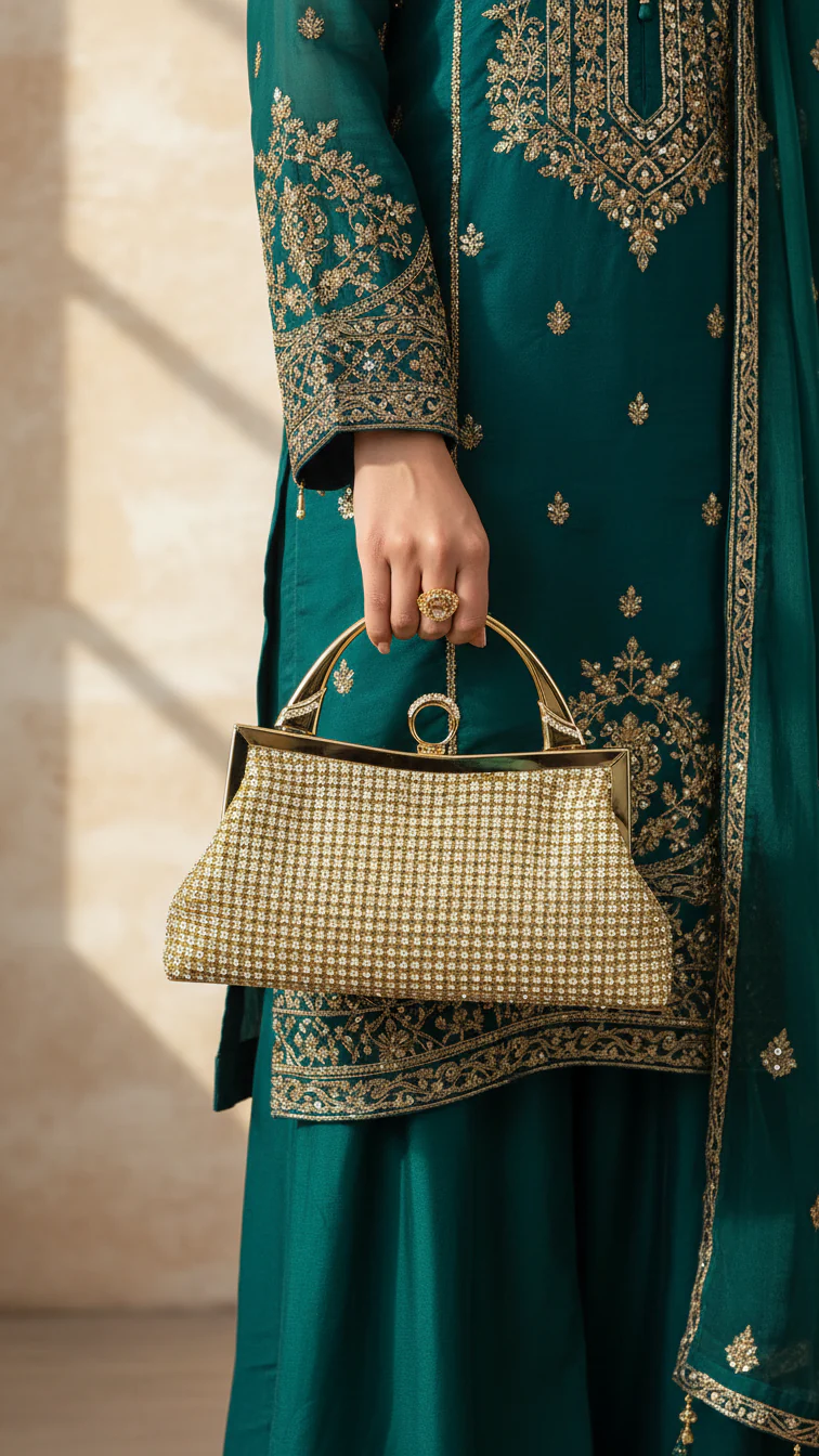 Golden Bridal Clutch P24318