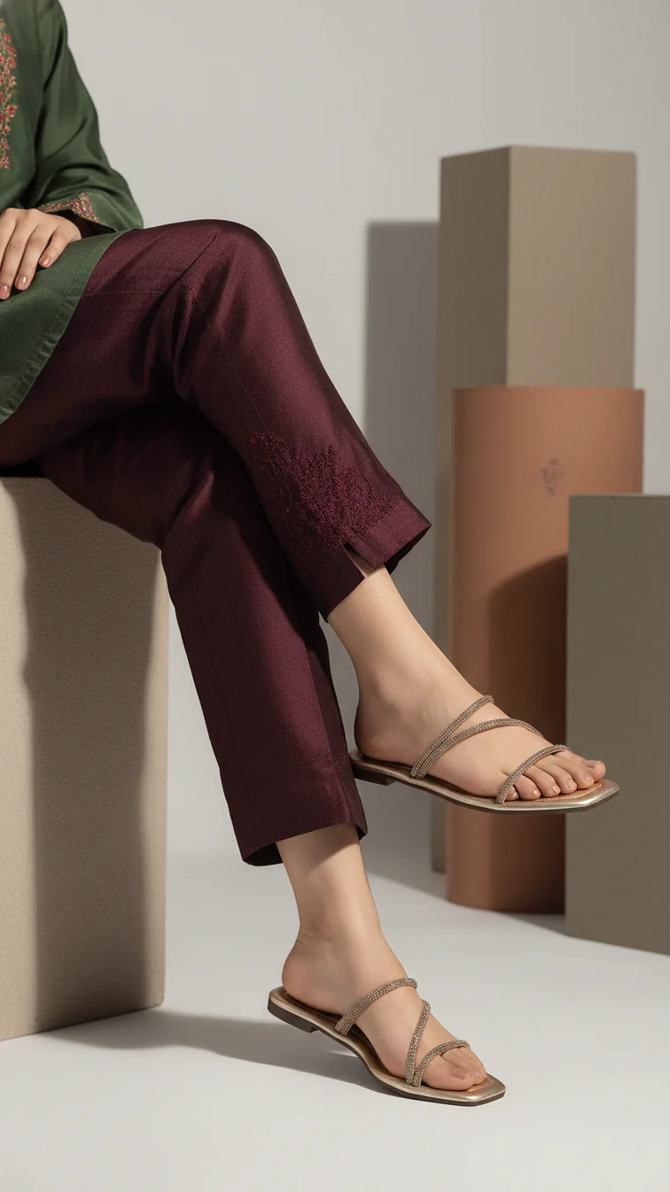 Golden Casual Slipper For Ladies CL2185