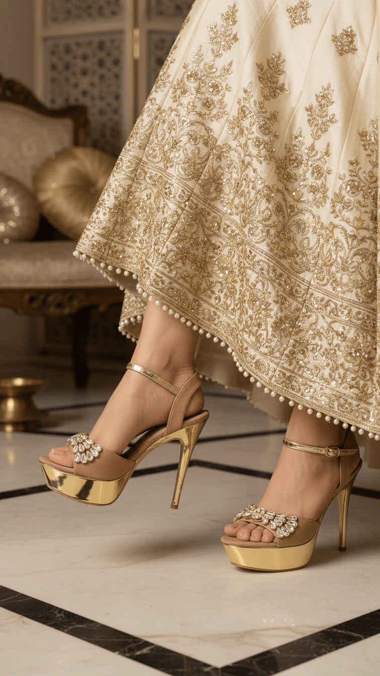 Golden Fancy Bridal Sandal FN6218