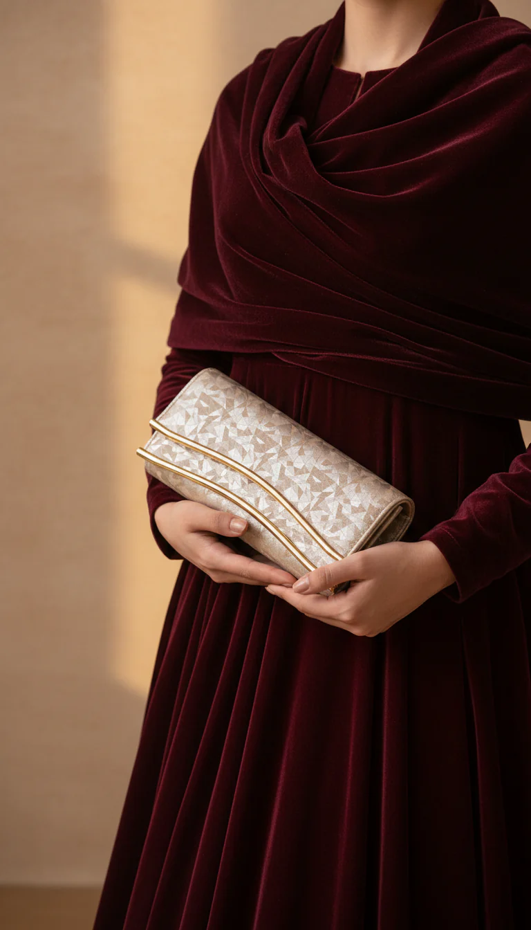 Golden Fancy Clutch For Women P24425