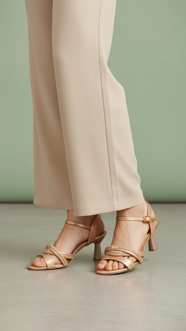 Golden Fancy Sandal For Women FN6135