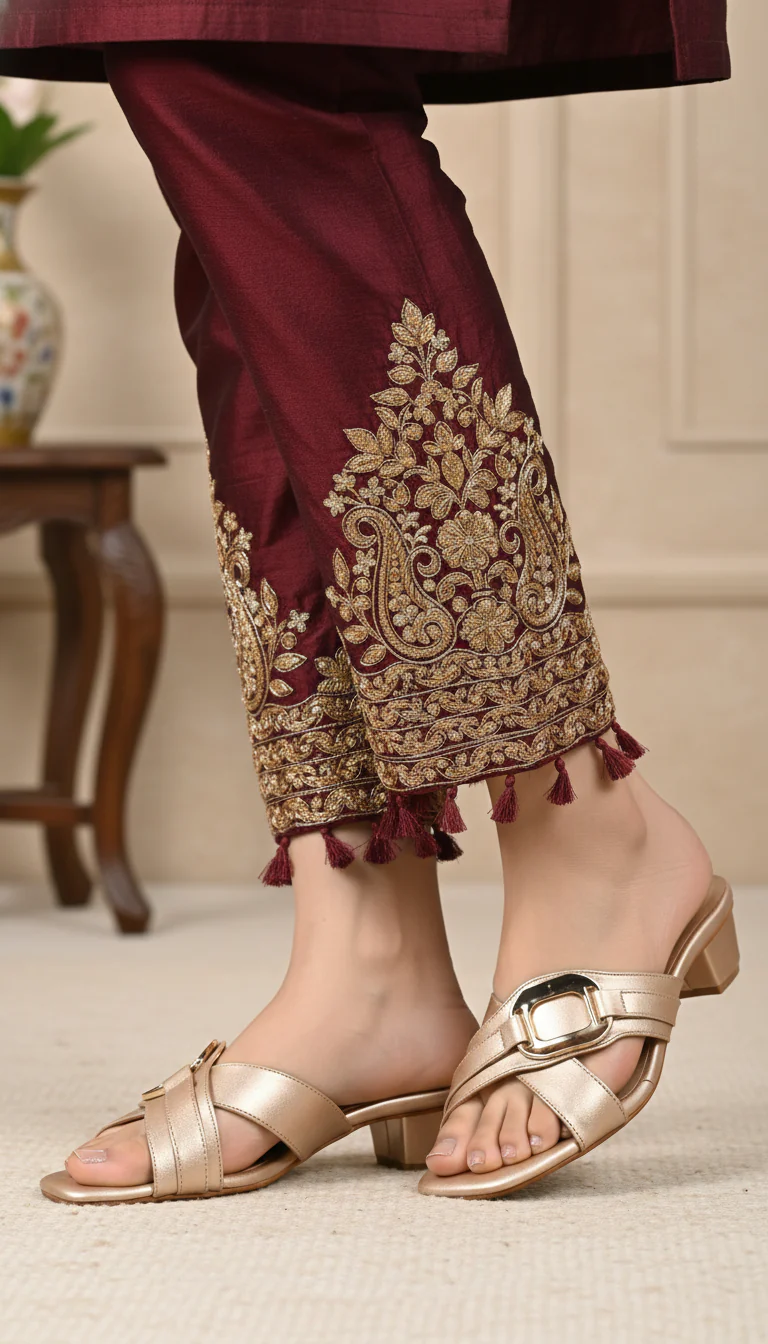 Golden Formal Slipper For Ladies FR8425