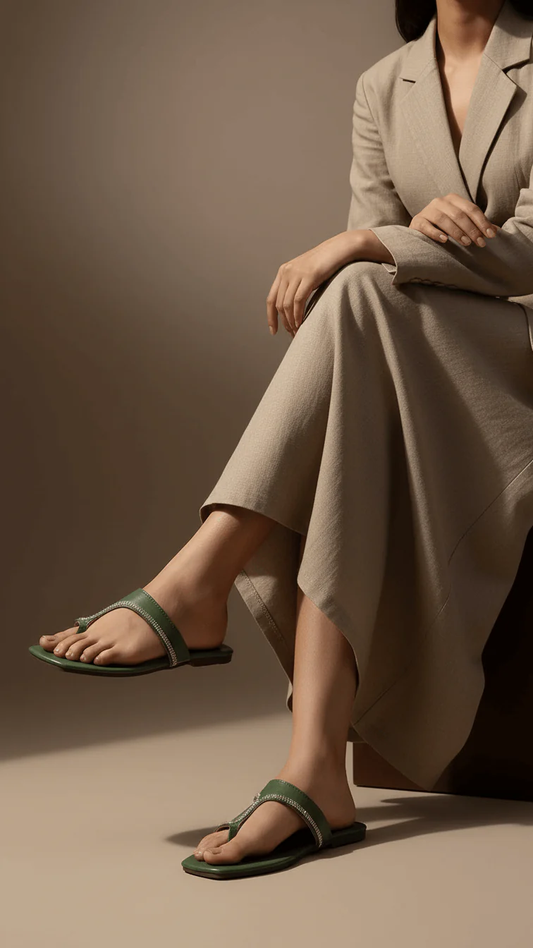 Green Casual Chappal CL2042