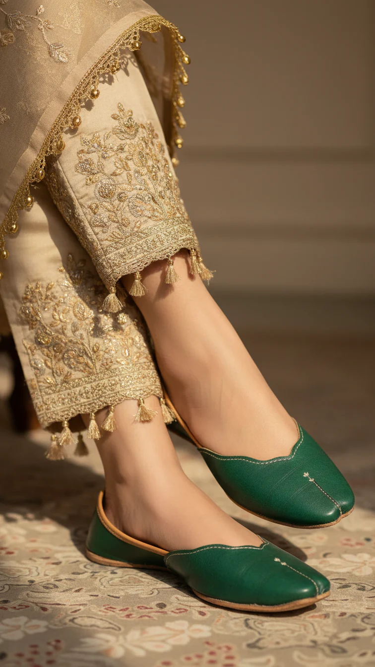 Green Leather Khussa EC8644