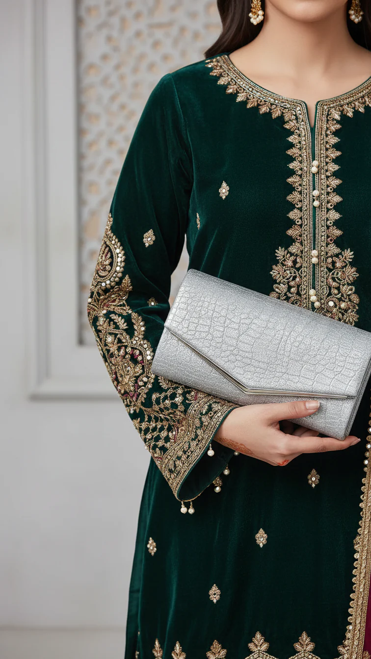 Grey Fancy Clutch P24158