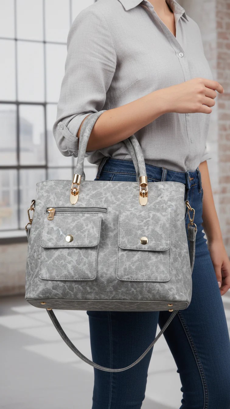 Grey Formal Hand Bag For Women P55850