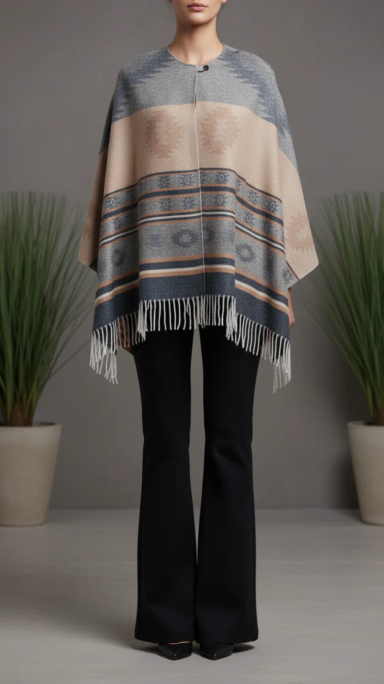 Grey Winter Cape shawl PW5906
