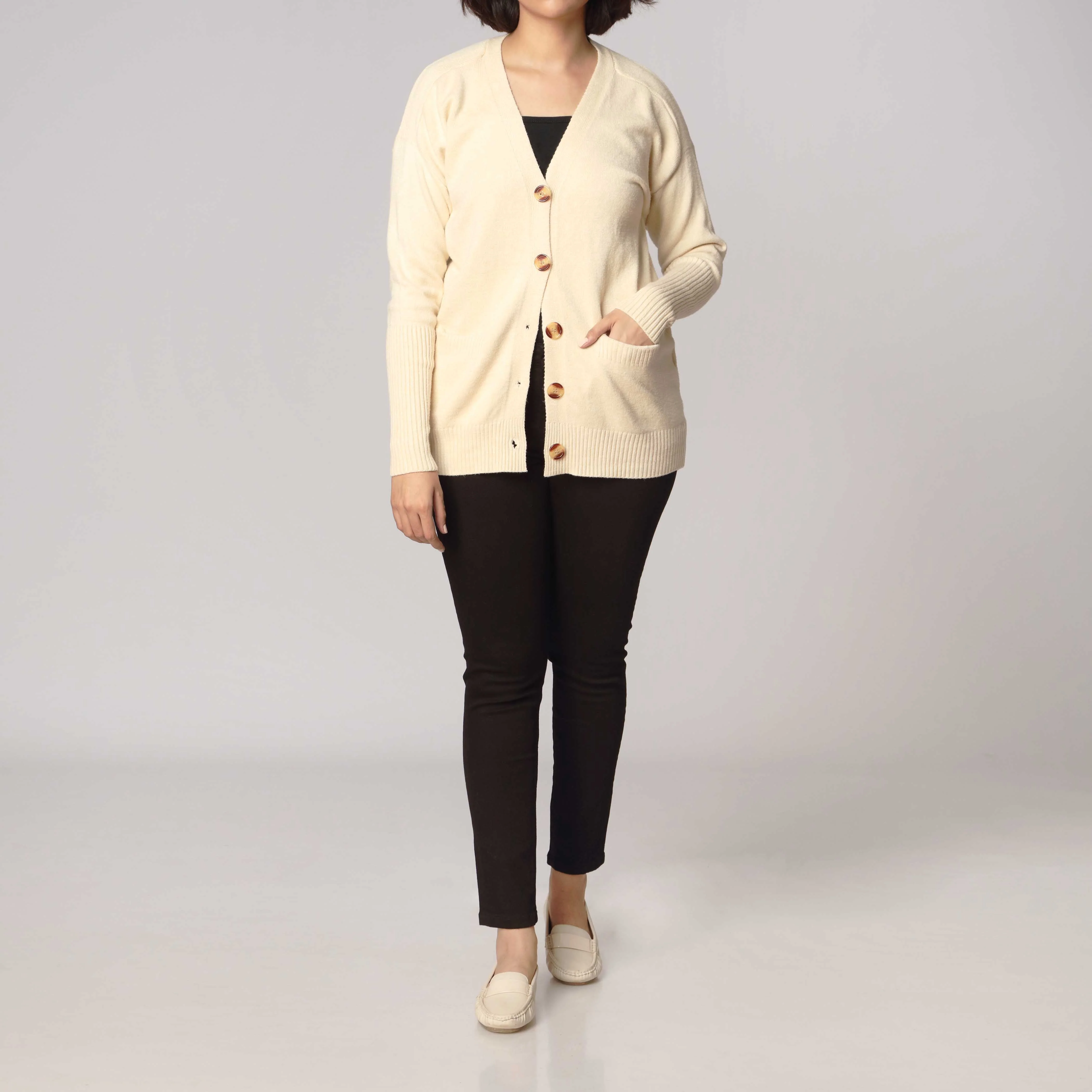 Khaki Mid Length Cardigan PW2903