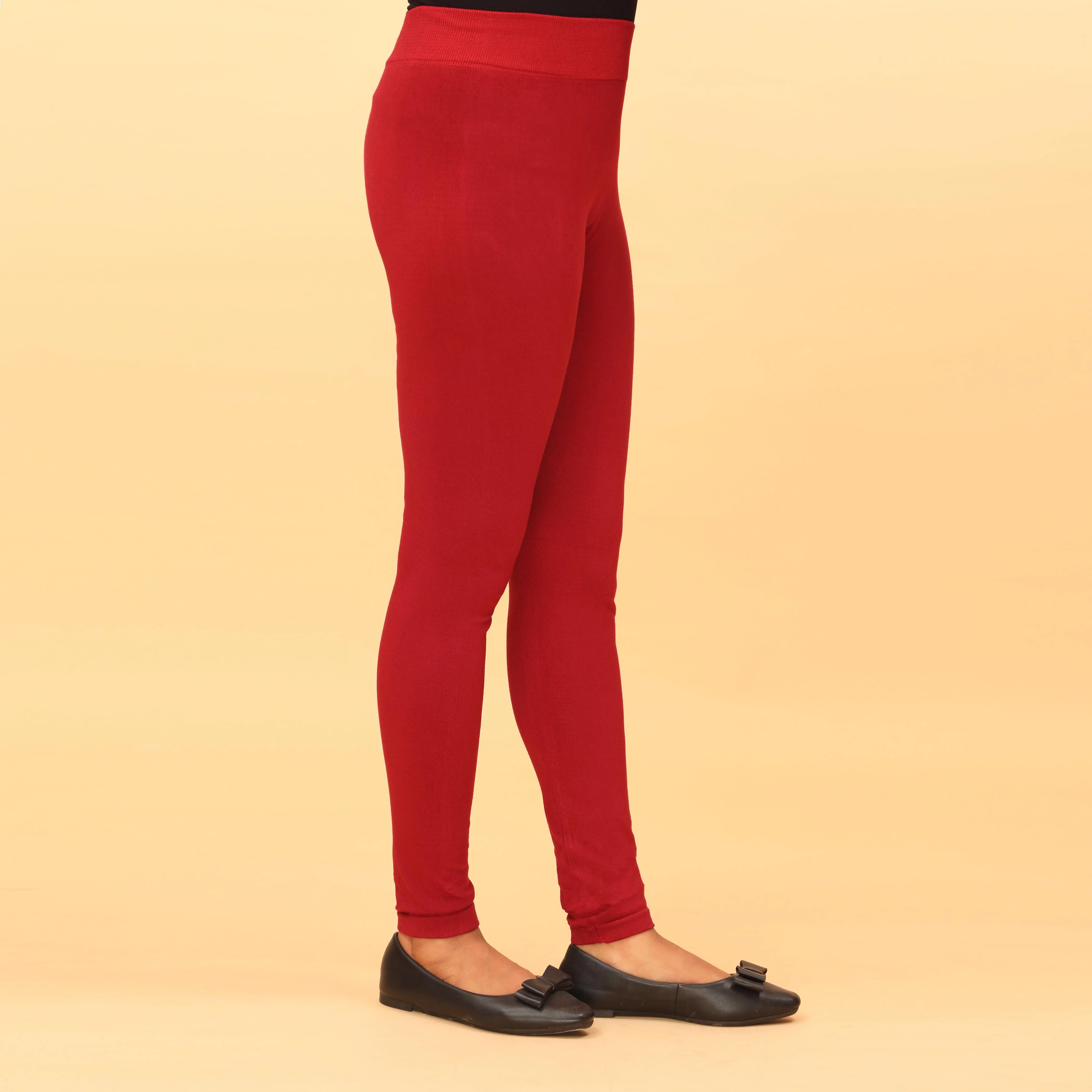 Maroon Color Plain Tights PN2060 - Image 4