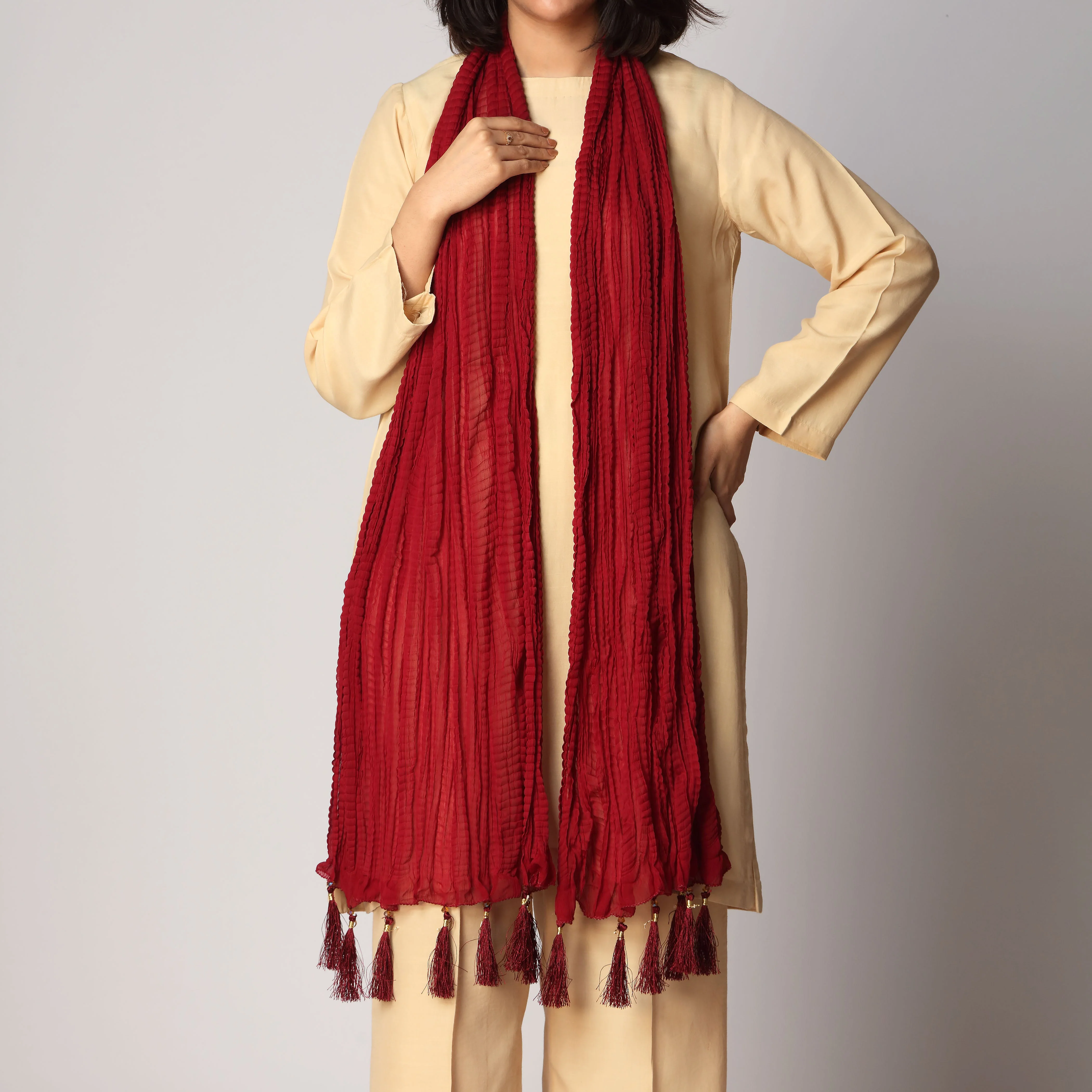 Maroon Crush Chiffon stole PS3756