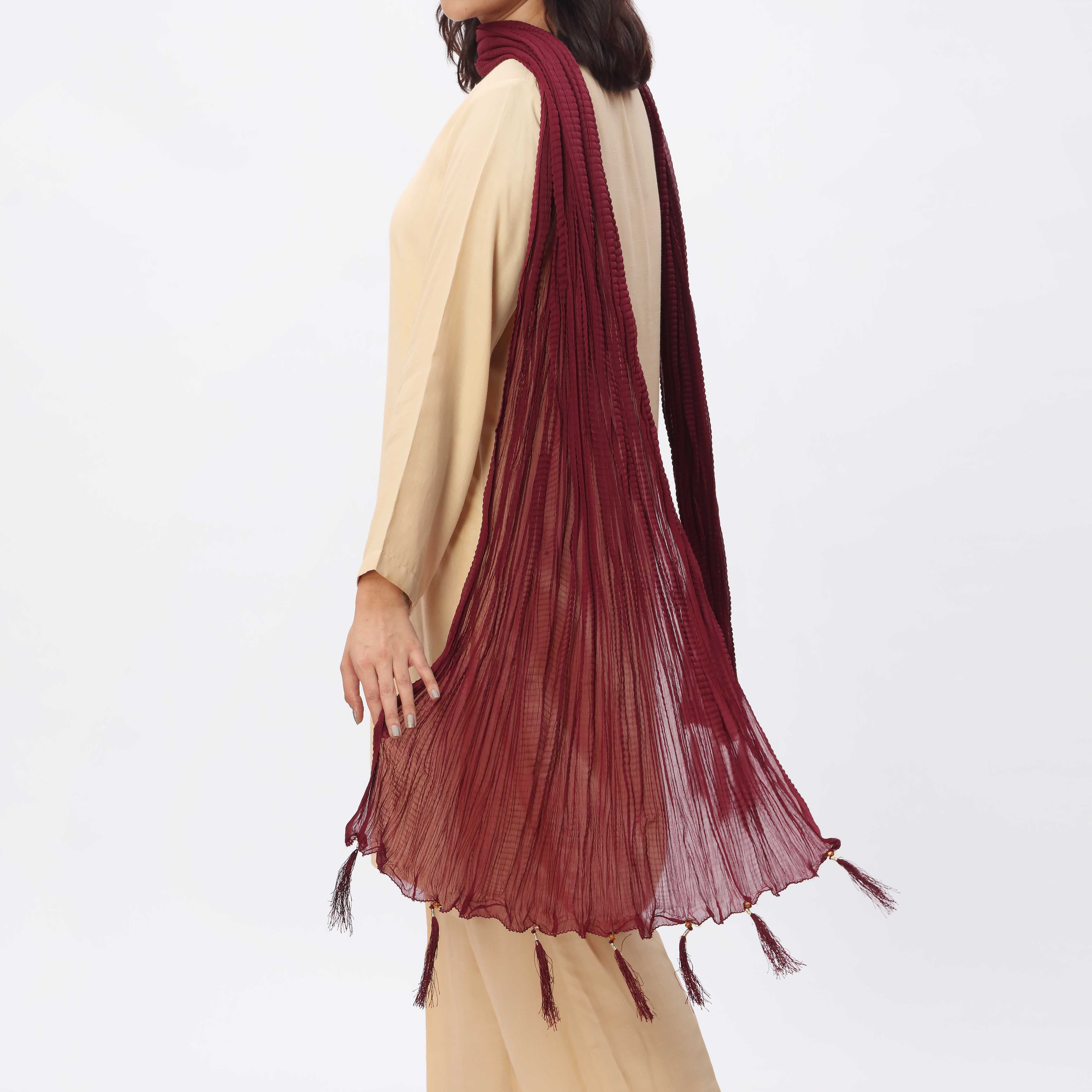 Maroon Crush Chiffon stole PS3756 - Image 3