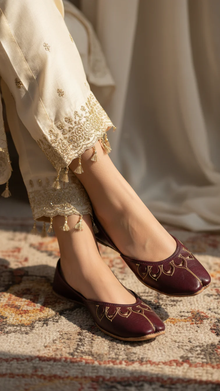 Maroon Leather Khussa EC8641