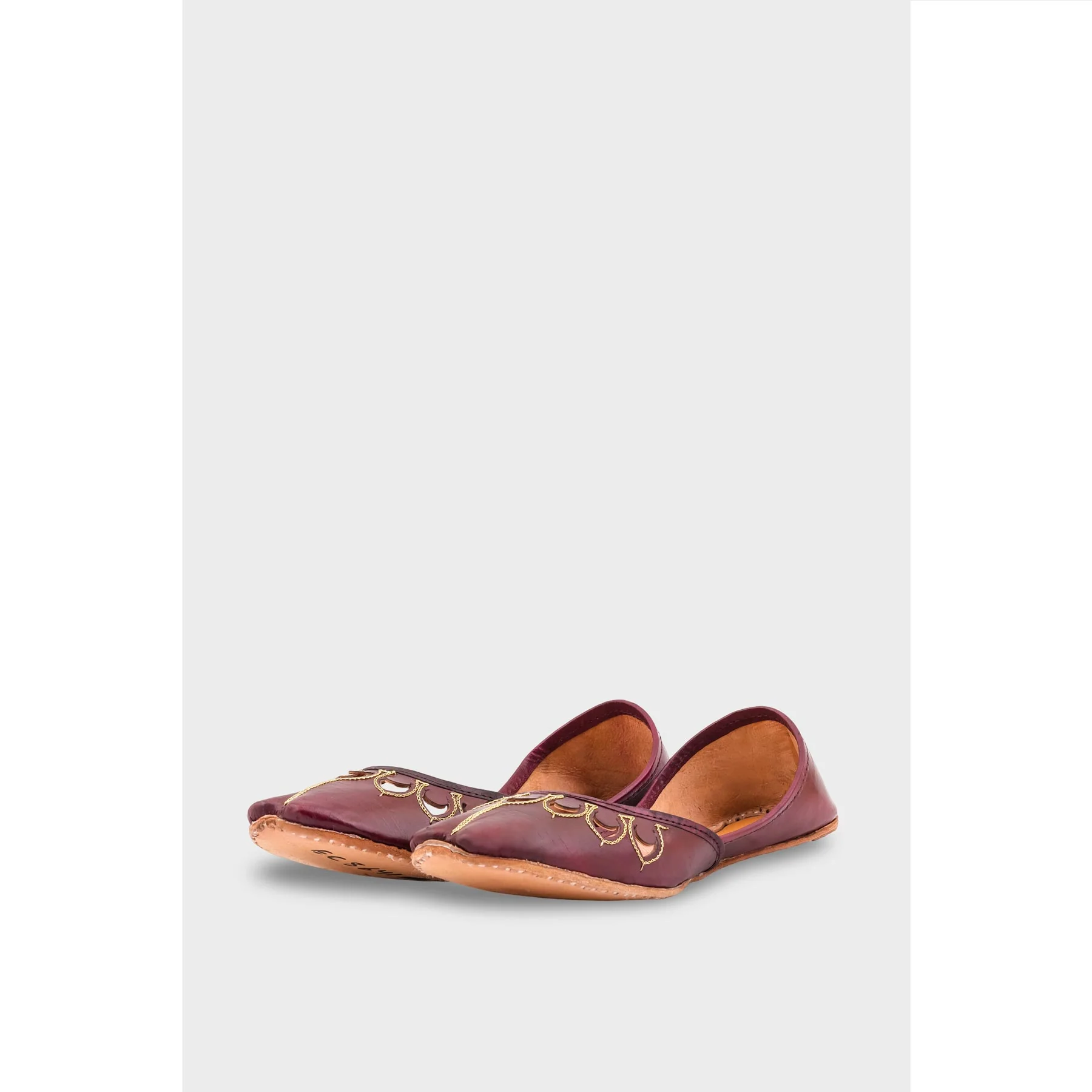 Maroon Leather Khussa EC8641 - Image 3