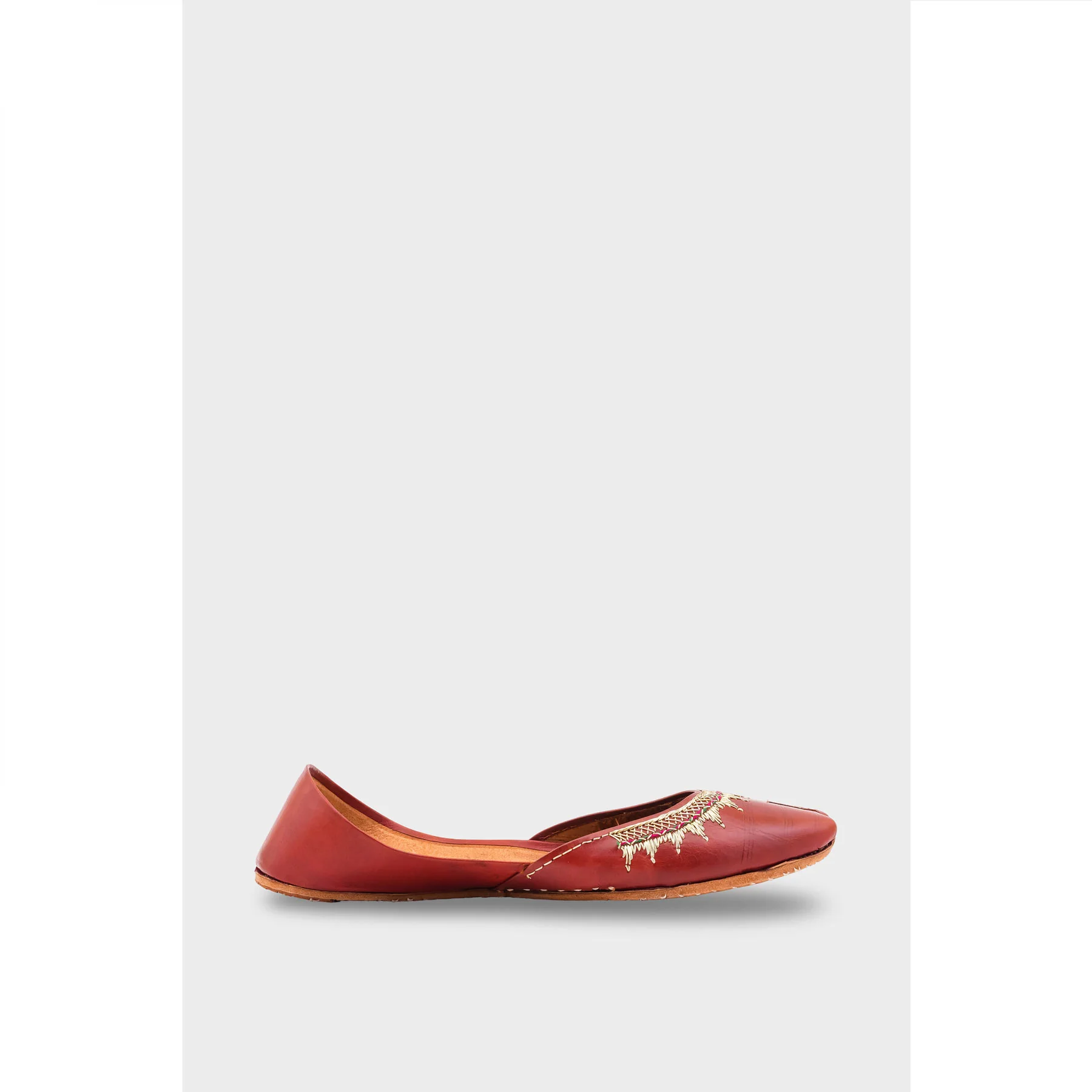Maroon Leather Khussa EC8660 - Image 2