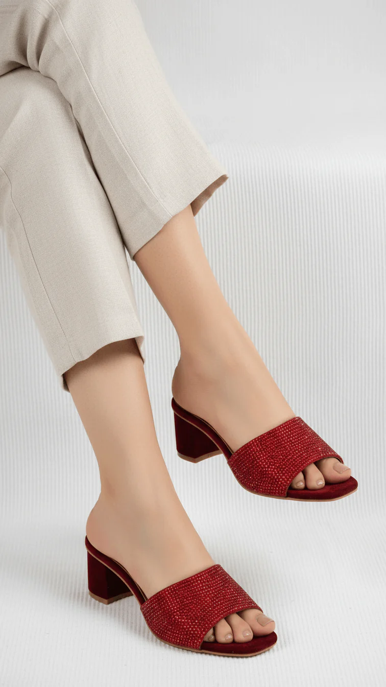 Maroon Fancy Slipper For Women FN7959