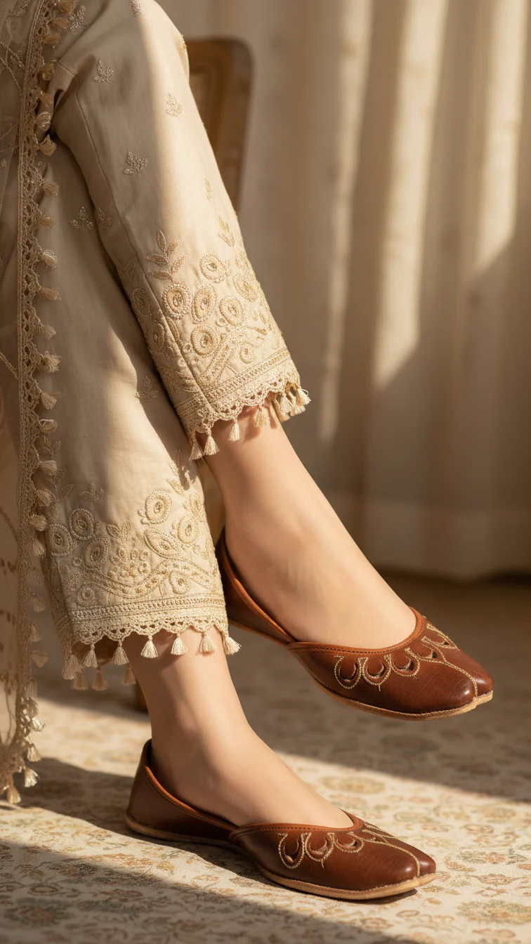 Mustard Leather Khussa EC8641