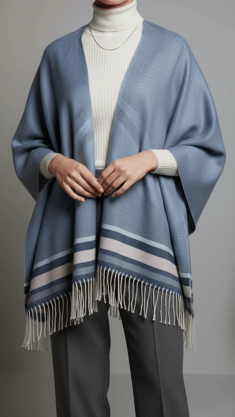 Navy Winter Cape shawl PW5907