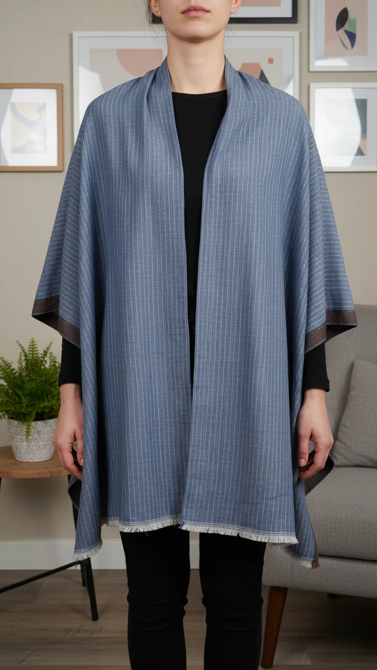 Navy Winter Cape Shawl PW5933