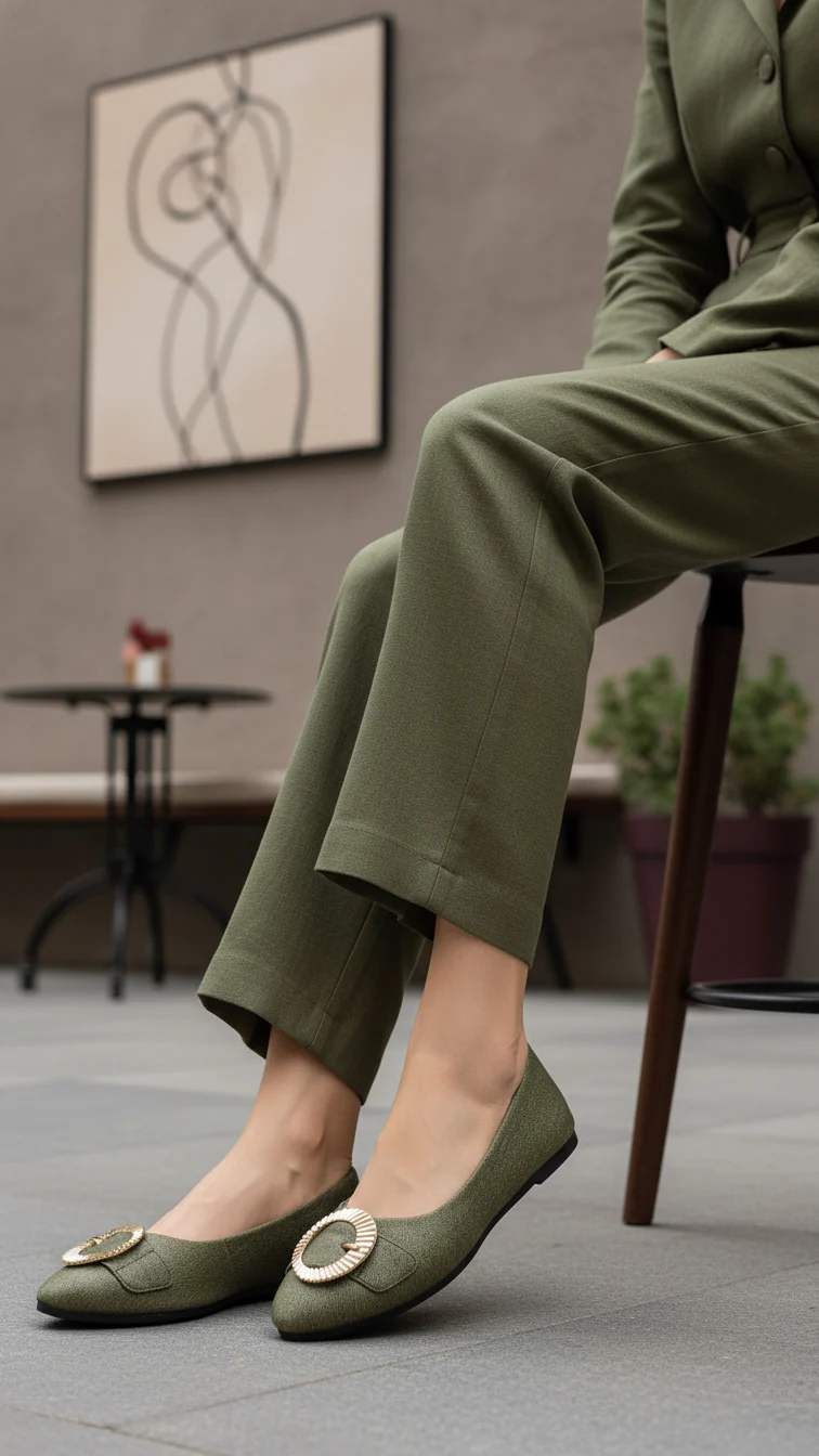 Olive Pumps For Ladies WN1302