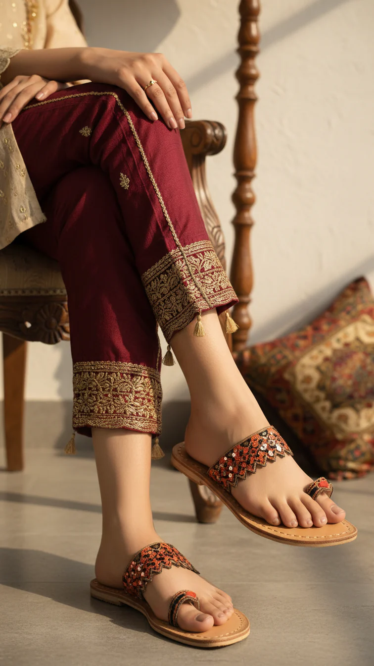 Orange Leather Kolapoori Chappal EC0267